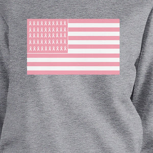 Breast Cancer Awareness Pink Flag Grey SweatShirt