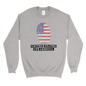 USA Fingerprint Flag Unisex Crewneck Sweatshirt 4th Of July Outfit