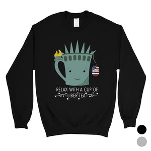 Cup Of Liber-Tea Sweatshirt Round Neck Funny 4th Of July Graphic