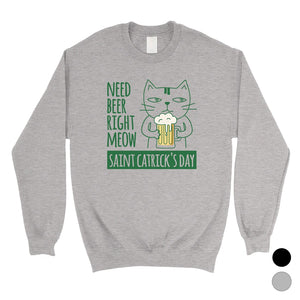 Beer Cat Patrick's Day Sweatshirt Funny Saint Patrick's Day Outfit