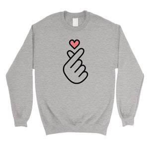 365 Printing Finger Heart Unisex Crewneck Korean Finger Heart Sweatshirt Gift