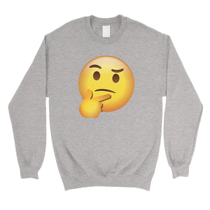 Emoji-Thinking Unisex Crewneck Sweatshirt Fun Thoughtful Funny Cute