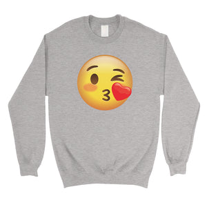 Emoji-Wink Kiss Unisex Crewneck Sweatshirt Halloween Friend Gift