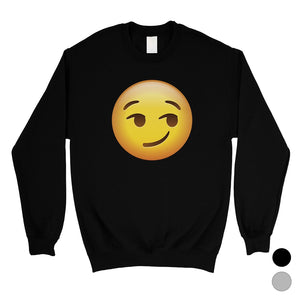 Emoji-Smirking Unisex Crewneck Sweatshirt Flirty Adorable Gag Gift