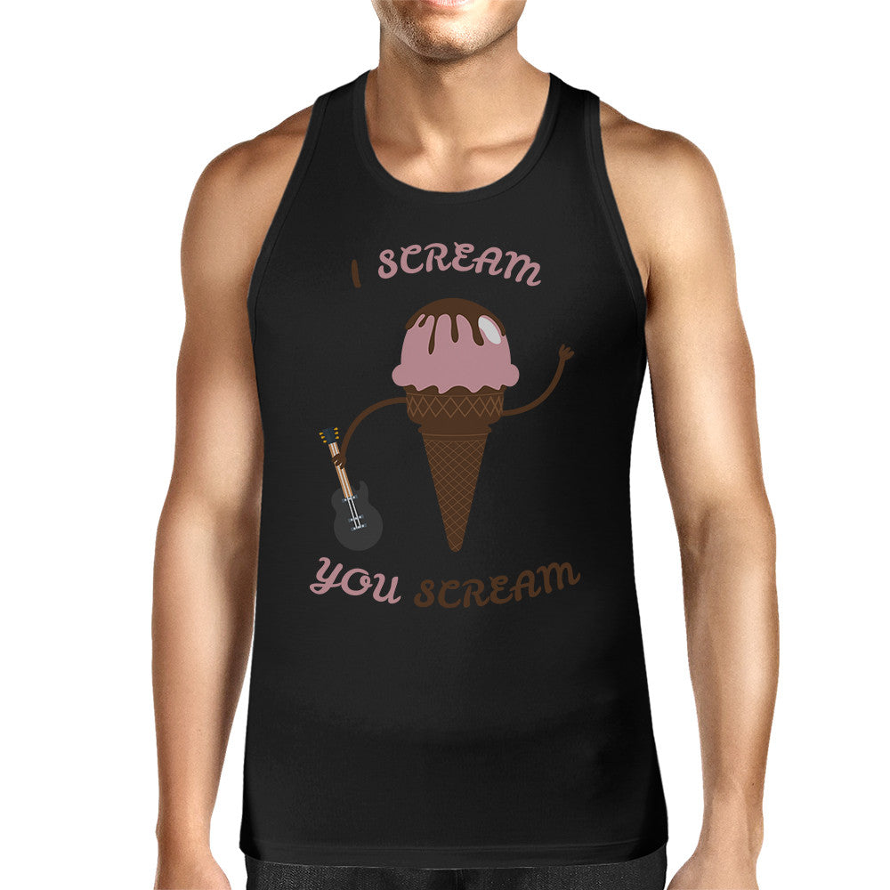 I Scream You Scream Ice Cream Funny Design Men's Black Tank Top - 365INLOVE