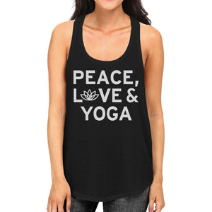 Peace Love Yoga Tank Top Yoga Work Out Tank Top Cute Yoga Racerback - 365INLOVE