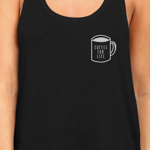Coffee For Life Womens Sleeveless Black Tank Top For Coffee Lovers - 365INLOVE