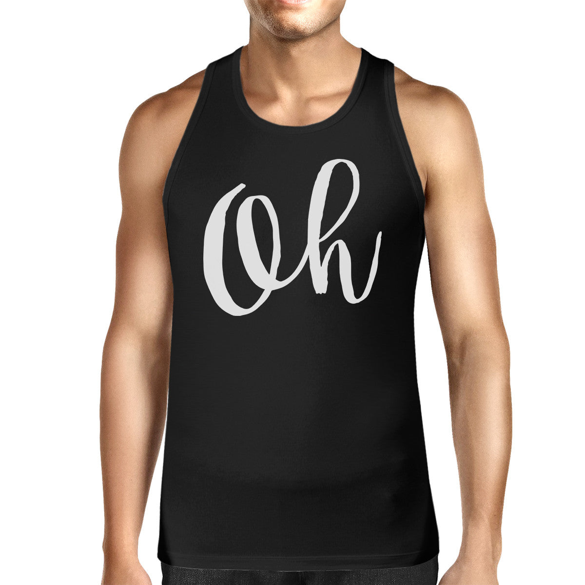 Oh Mens Typography Calligraphy Funny Sleeveless Black Tank Top - 365INLOVE