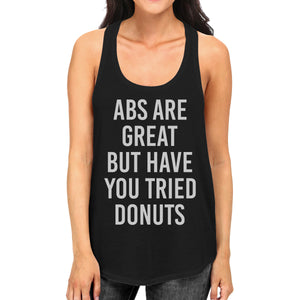 Abs Are Great But Womens Sleeveless Black Tank Top Typography Gym - 365INLOVE