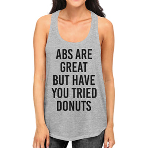 Abs Are Great Womens Heather Gray Sleeveless Tank Top Workout Top - 365INLOVE