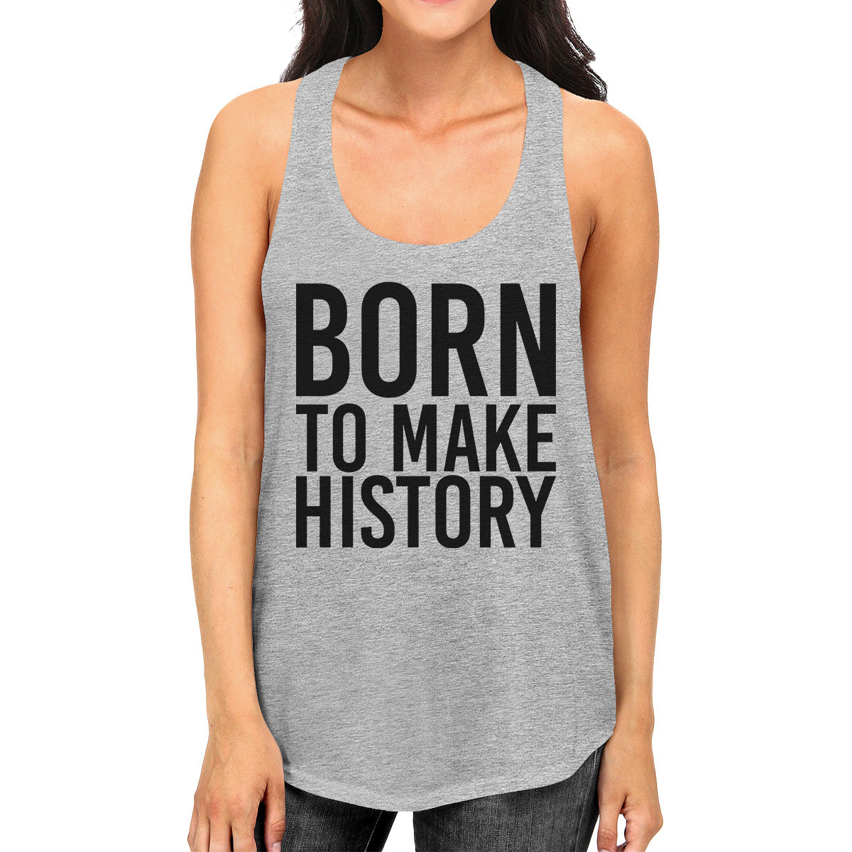 Born To Make history Womens Grey Sleeveless Tank Top Yuri On Ice - 365INLOVE