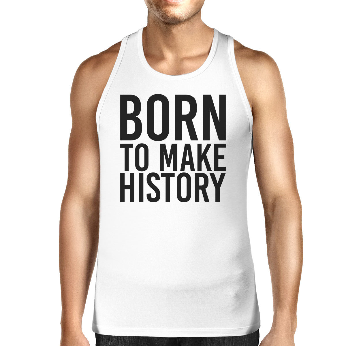 Born To Make history Mens White  Sleeveless Tanks Yuri On Ice Quote - 365INLOVE