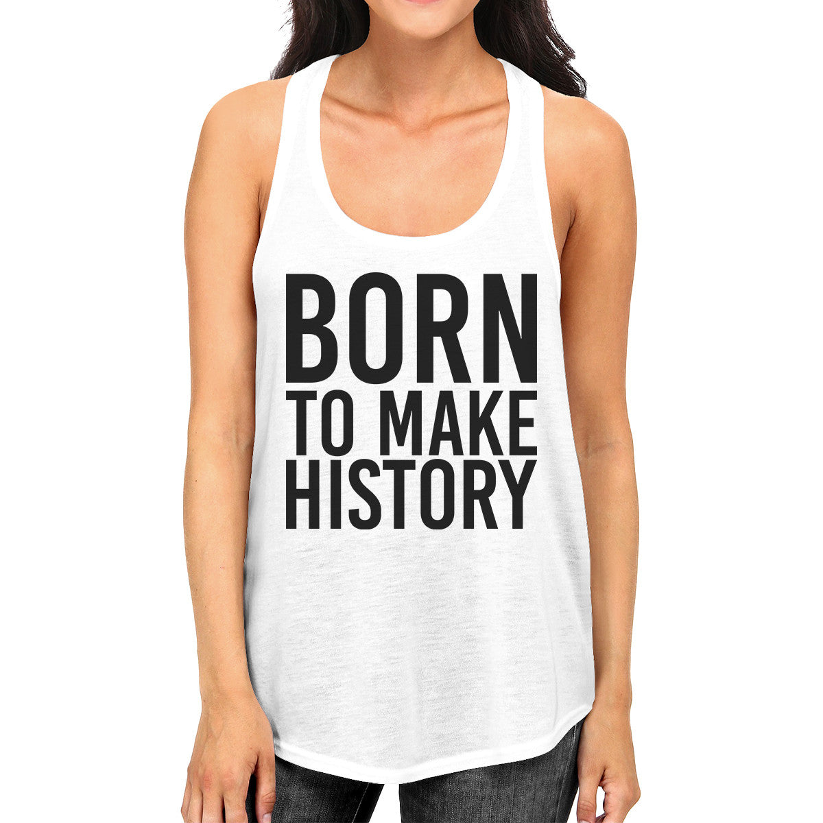 Born To Make history Womens White Sleeveless Tank Top Yuri On Ice - 365INLOVE