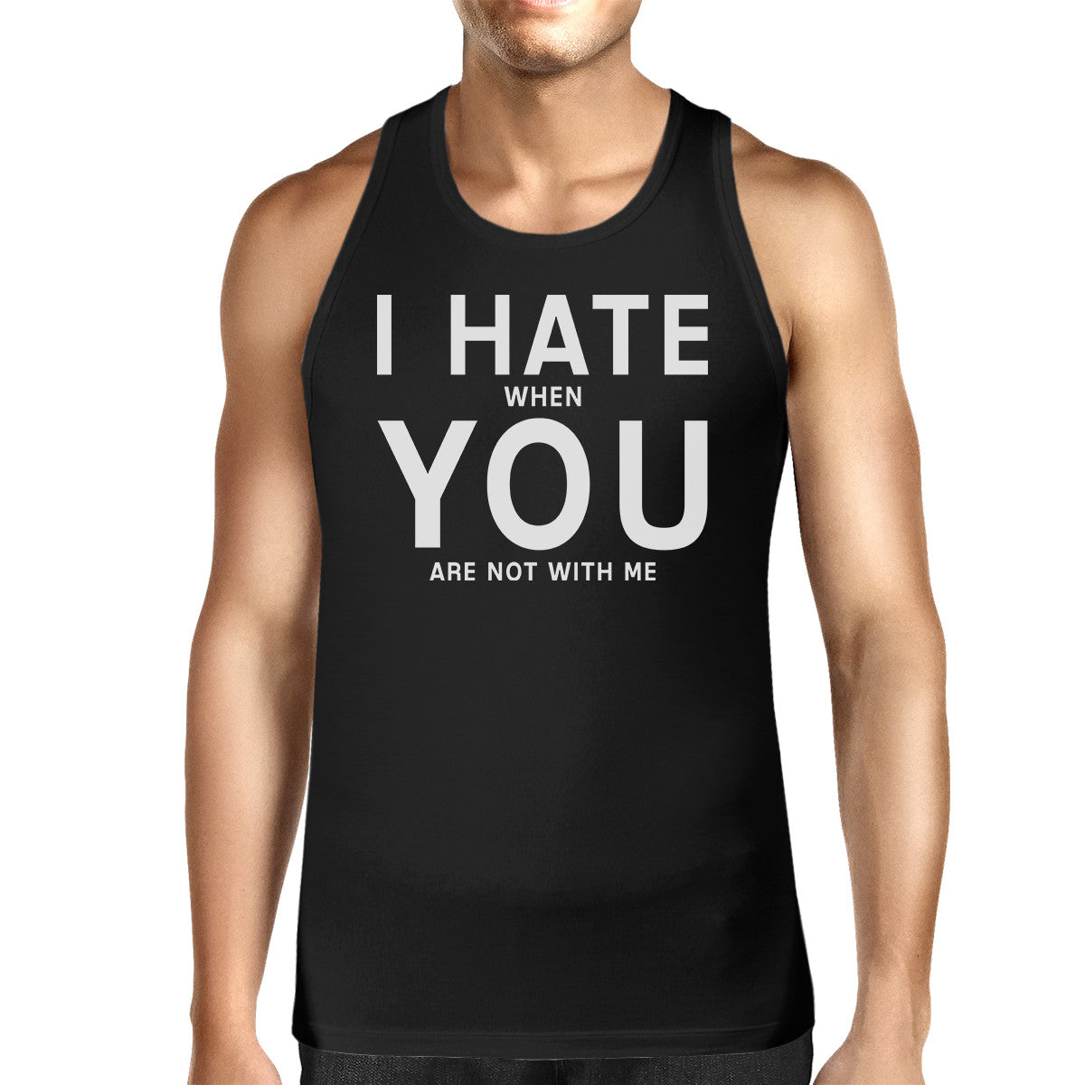 I Hate You Men's Cotton Tank Top Funny Graphic Typography - 365INLOVE