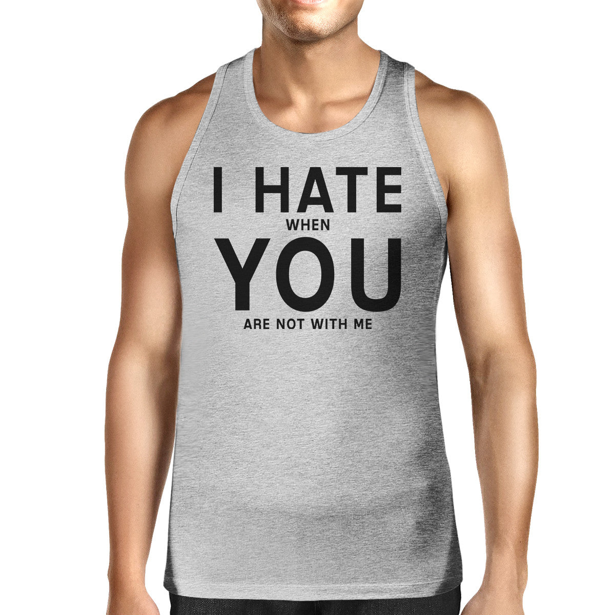I Hate You Mens Cotton Tank Top Funny Graphic Tanks Cute Typography - 365INLOVE