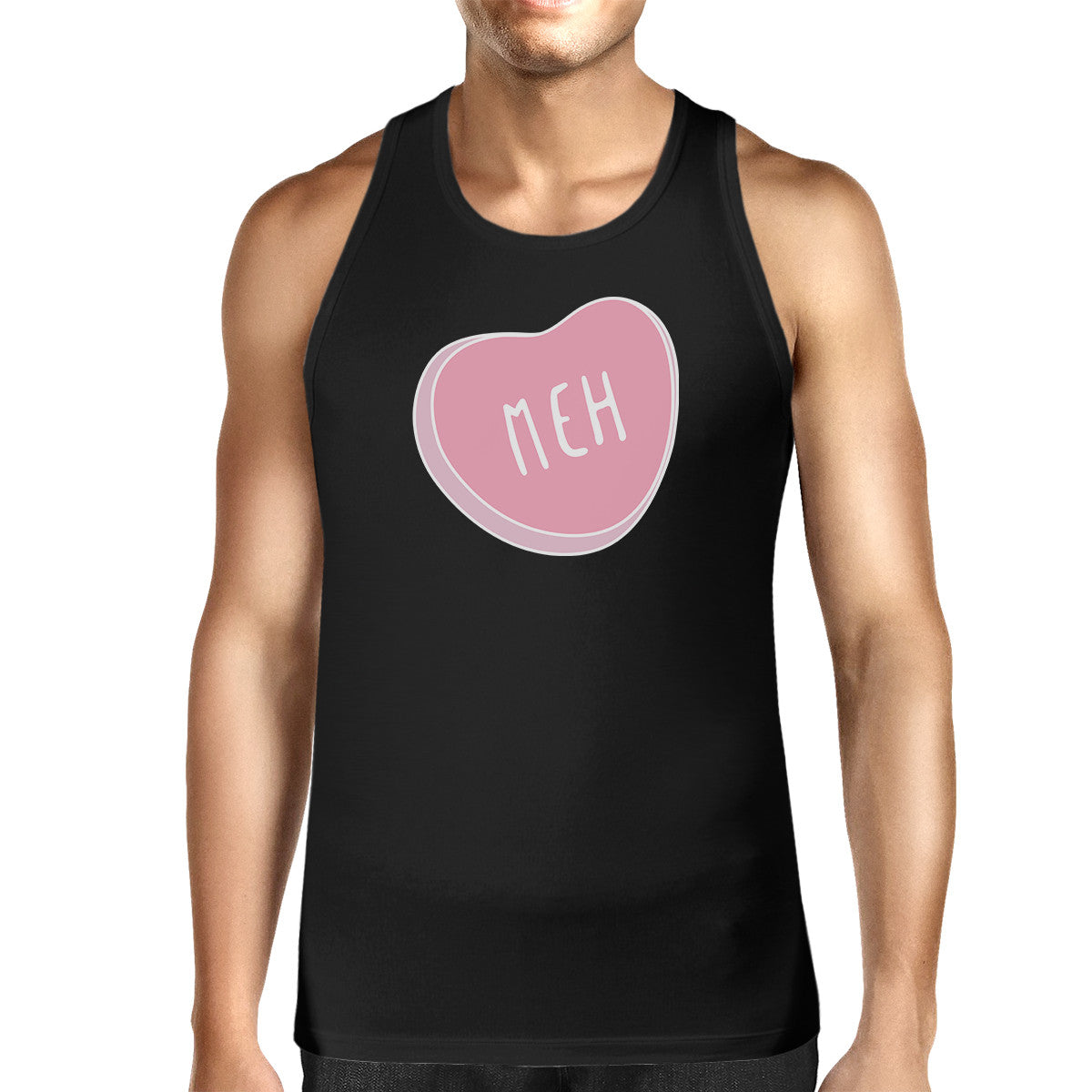 Meh Heart Men's Cotton Tank Top Lovely Design Heart Printed - 365INLOVE
