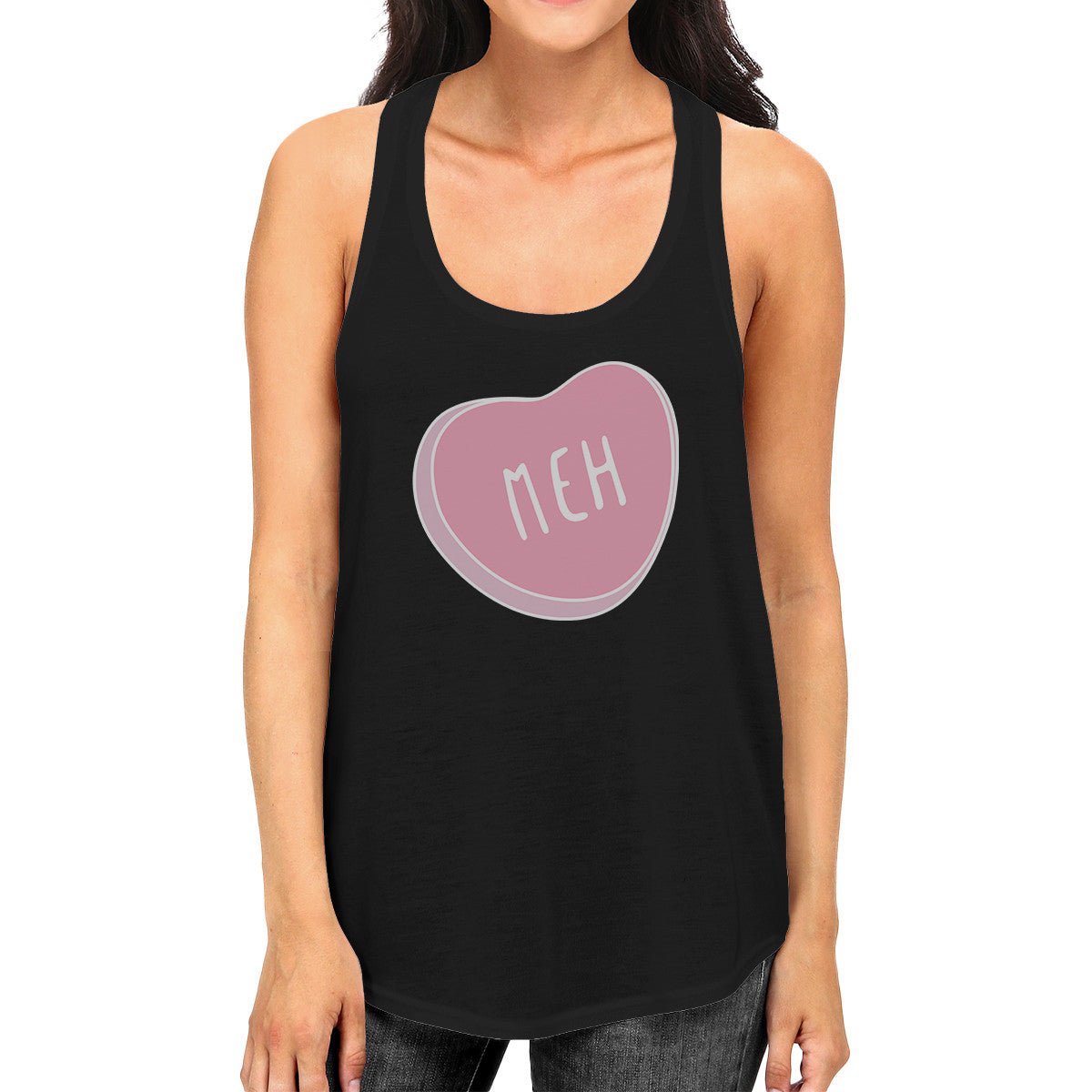 Meh Heart Womens Cotton  TankTop Lovely Heart Graphic Gift For Her - 365INLOVE