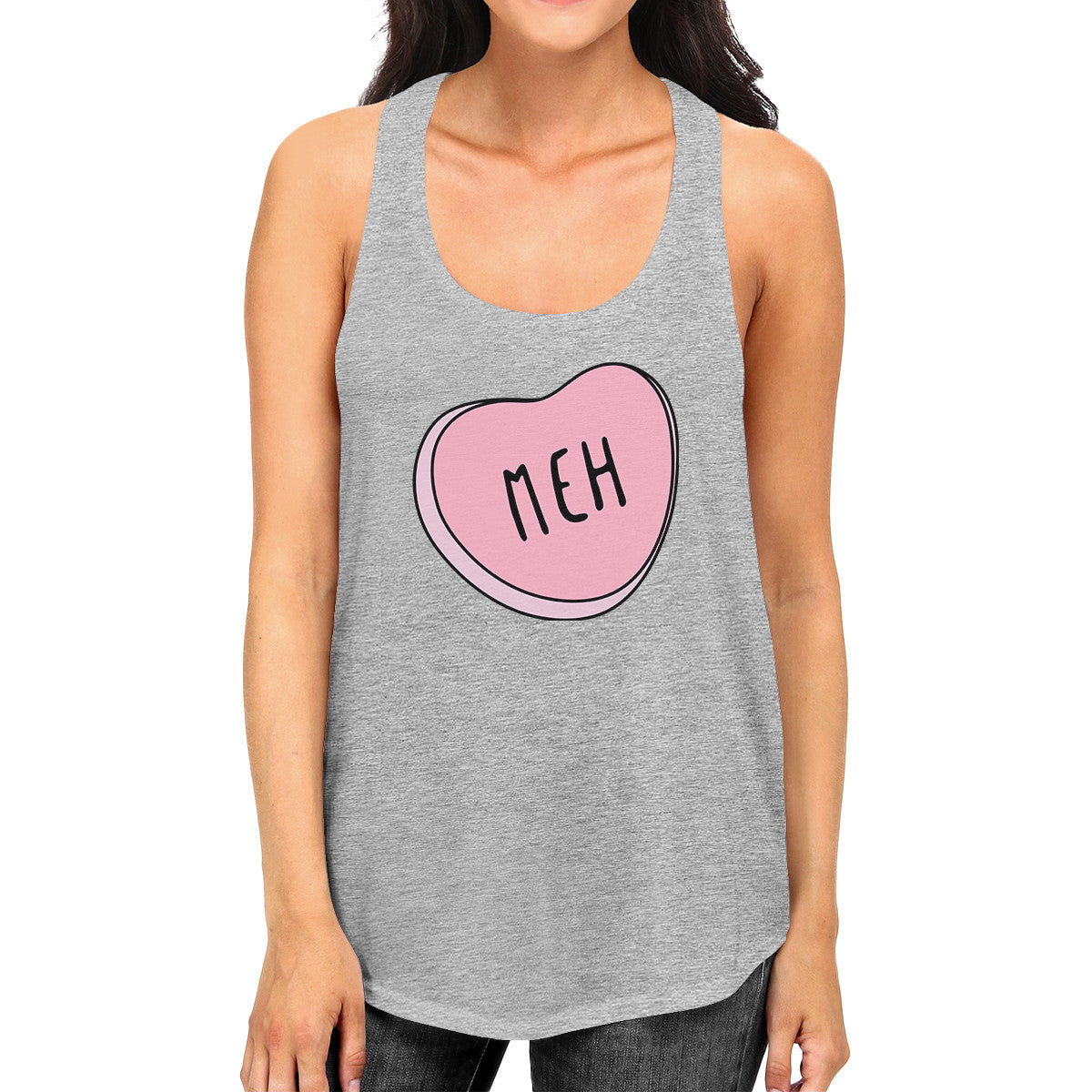 Meh Heart Womens Cotton  Tank Top Lovely Heart Graphic Gift For Her - 365INLOVE