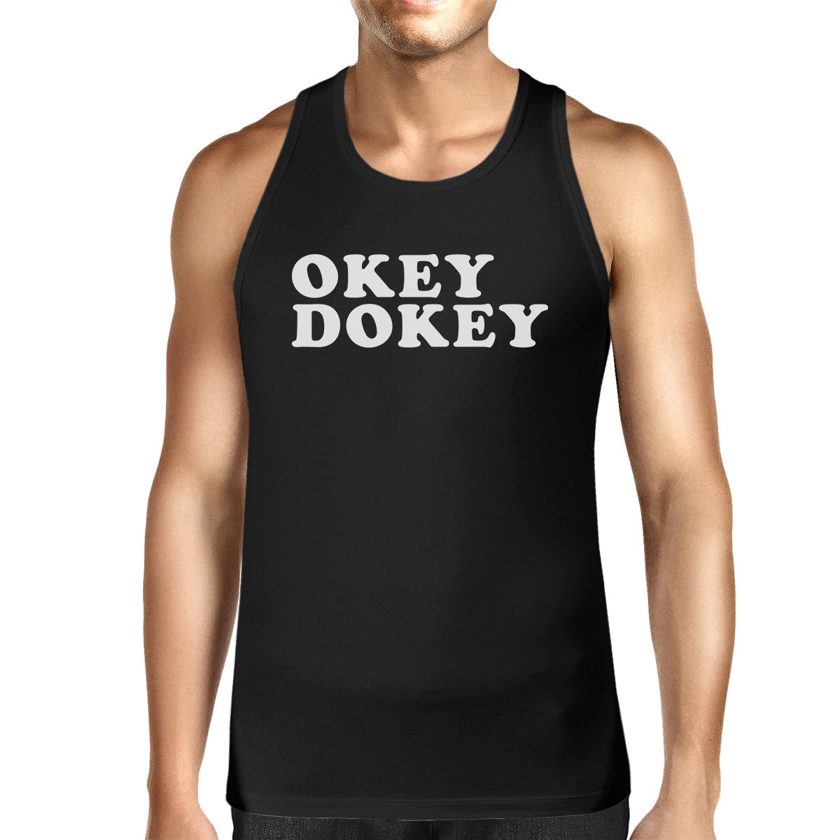 Okey Dokey Men's Black Cotton Tank Top Funny Graphic Tanks For Him - 365INLOVE