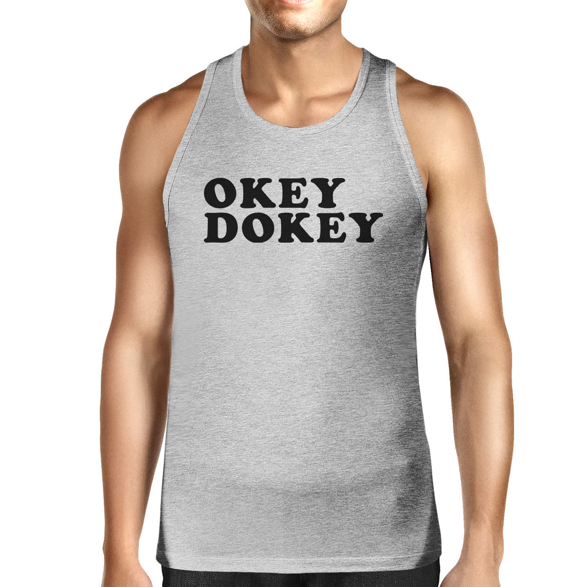 Okey Dokey Mens Grey Cotton Tank Top Unique Design Sleeveless Shirt - 365INLOVE