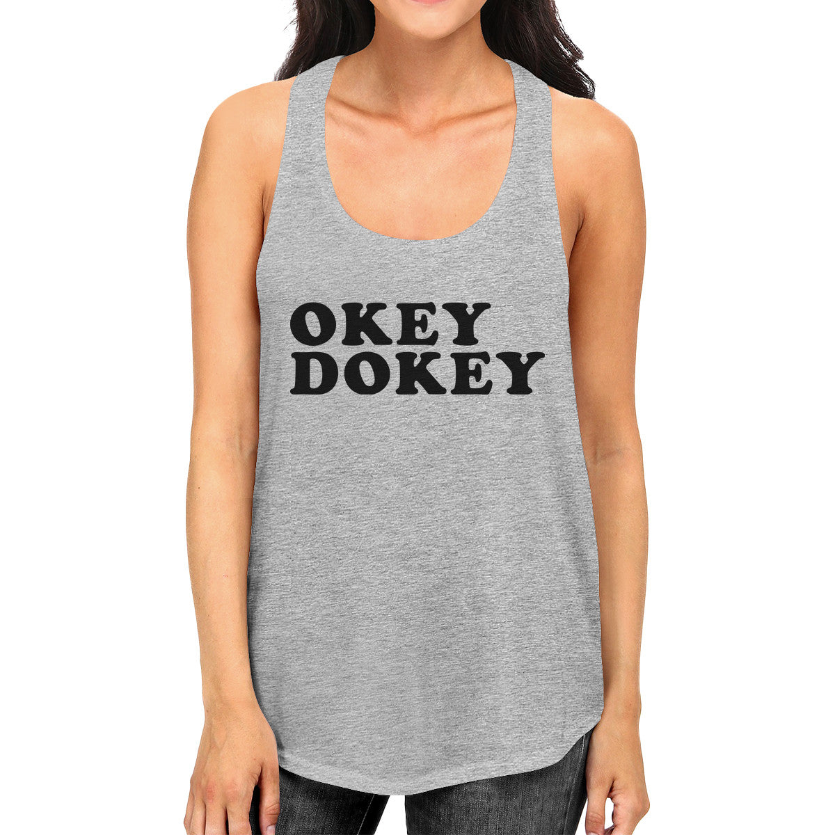 Okey Dokey Womens Grey Cotton Tank Top Unique Sleeveless T Shirts - 365INLOVE