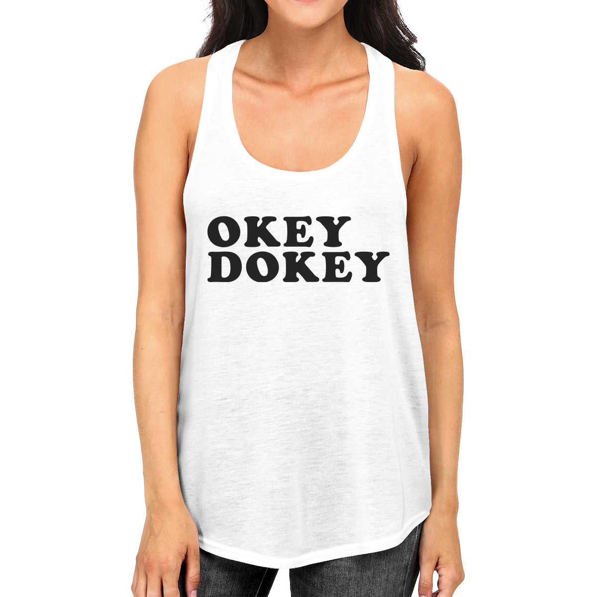 Okey Dokey Women's White Tank Top Simple Design Tanks Gift For Her - 365INLOVE