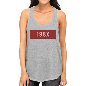 198X Womens Gray Cotton Sleeveless Top Simple Design Graphic Tanks - 365INLOVE