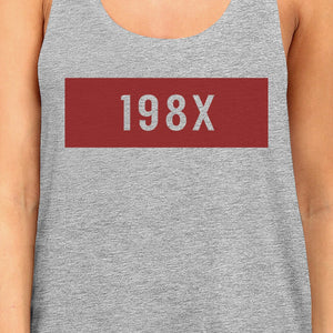 198X Womens Gray Cotton Sleeveless Top Simple Design Graphic Tanks - 365INLOVE