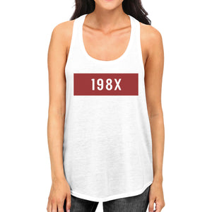 198X Women's White Cotton Tanks Funny Design Tank Top Gifts For Her - 365INLOVE