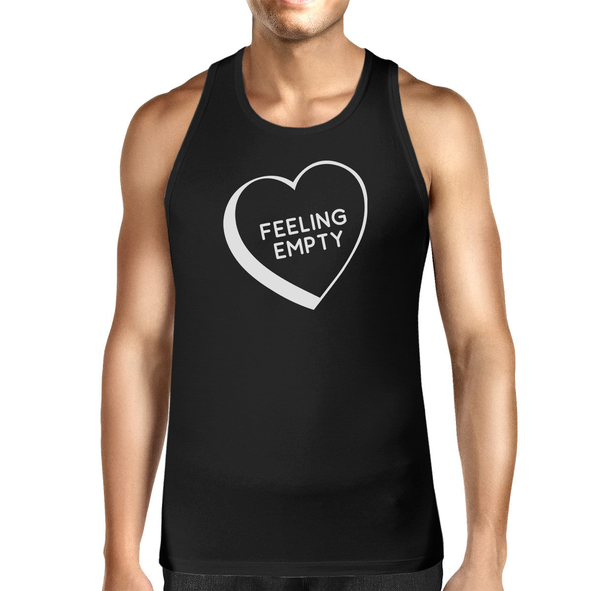 Feeling Empty Heart Mens Black Sleeveless T Shirts Graphic Tank Top - 365INLOVE
