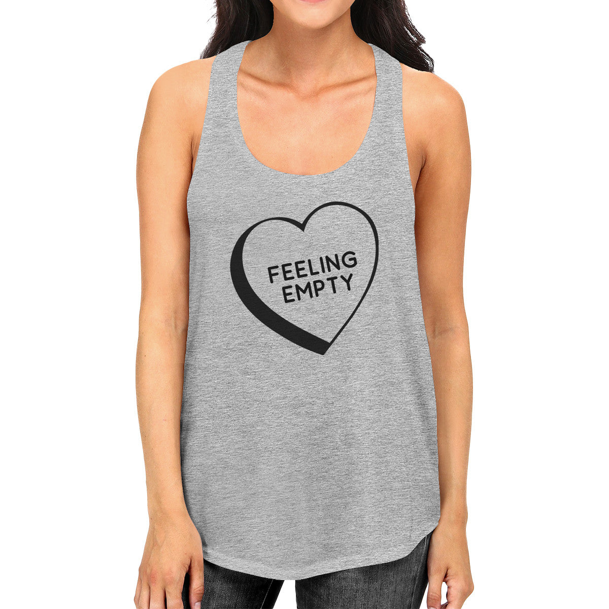 Feeling Empty Heart Women's Grey Unique Design Tanks Gifts For Her - 365INLOVE
