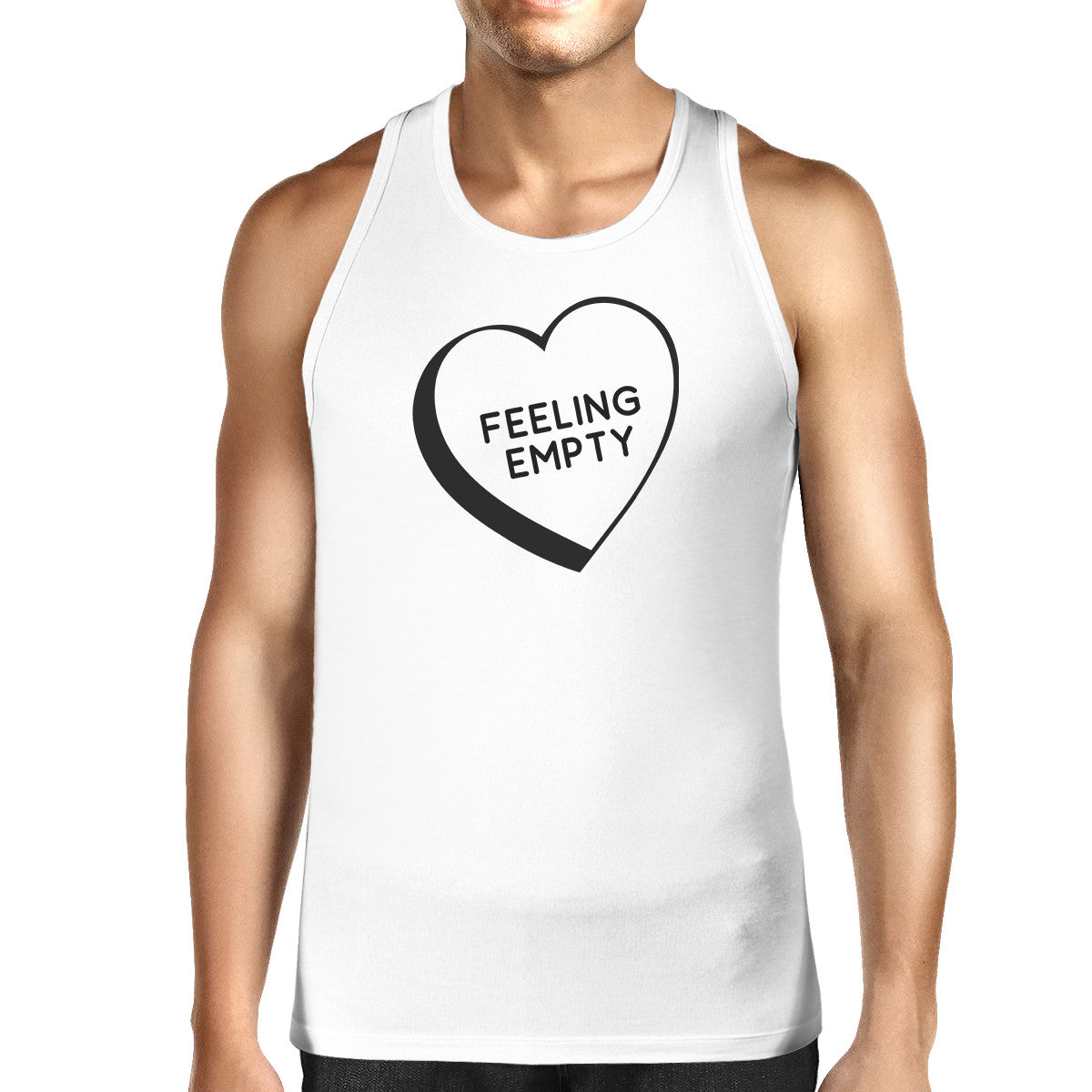 Feeling Empty Heart White Cotton Tanks For Men Humorous Design Top - 365INLOVE