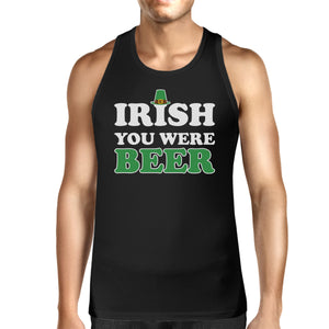 Irish You Were Beer Men's Black Sleeveless Top For St Patricks Day - 365INLOVE