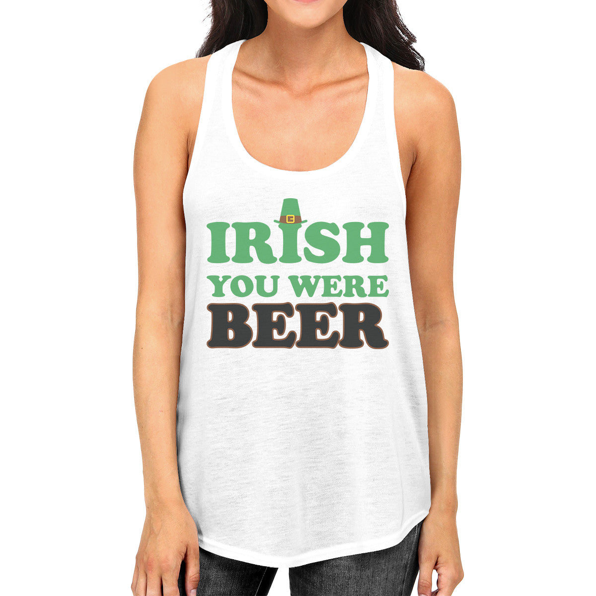 Irish You Were Beer Women's White Funny Design Tank Top Cotton - 365INLOVE
