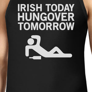 Irish Today Hungover Tomorrow Men's Black Graphic Cotton Tank Top - 365INLOVE