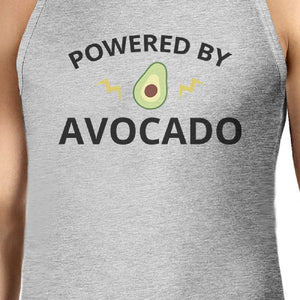 Powered By Avocado Mens Grey Cotton Tank Top Round Neck Cute Design - 365INLOVE