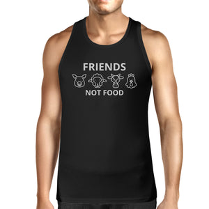 Friends Not Food Men's Black Tanks Unique Design For Animal Lovers - 365INLOVE