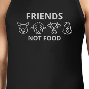 Friends Not Food Men's Black Tanks Unique Design For Animal Lovers - 365INLOVE