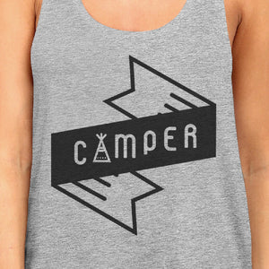 Camper Womens Grey Cotton Tank Top Summer Camping Must Item For Him - 365INLOVE