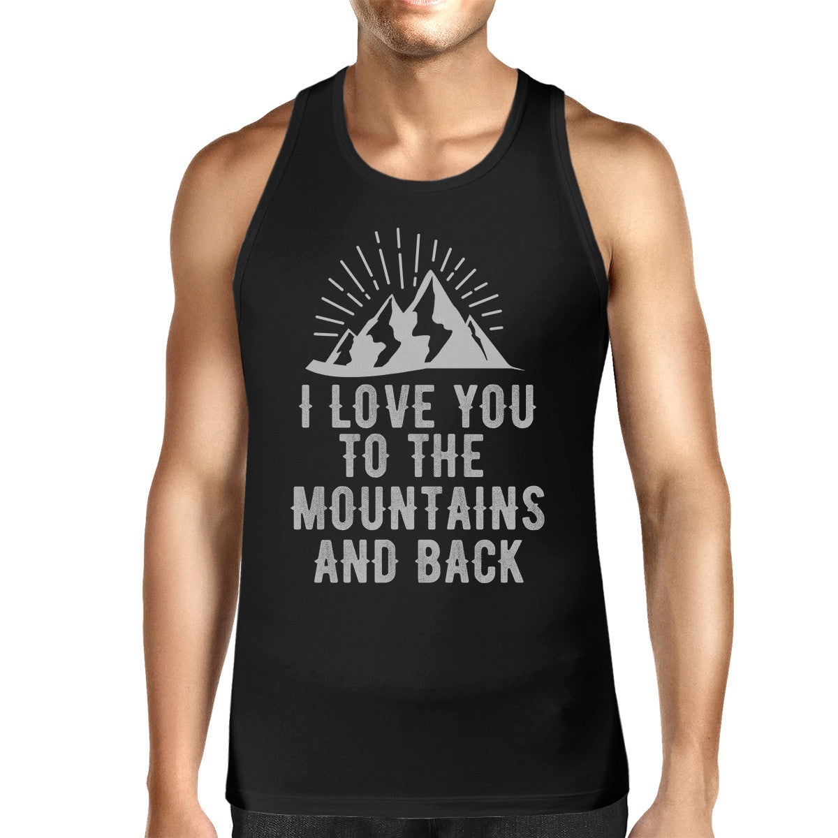 Mountain And Back Men's Black Cotton Tank Top Cute Gift For Couples - 365INLOVE