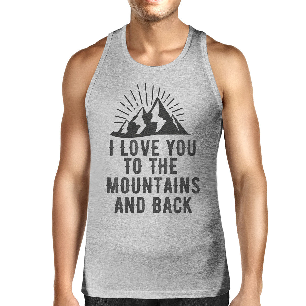 Mountain And Back Mens Gray Sleeveless Tee Great Summer Coupl Shirt - 365INLOVE