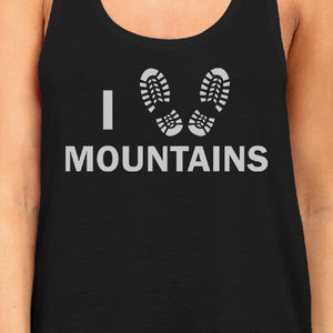 I Heart Mountains Women's Black Cotton Tanks For Mountain Lovers - 365INLOVE