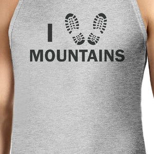 I Heart Mountains Men's Gray Round Neck Tank Top Earth Day Inspired - 365INLOVE