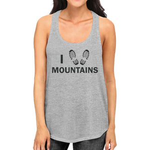 I Heart Mountains Womens Gray Roundneck Tank Top Earth Day Inspired - 365INLOVE