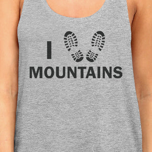 I Heart Mountains Womens Gray Roundneck Tank Top Earth Day Inspired - 365INLOVE