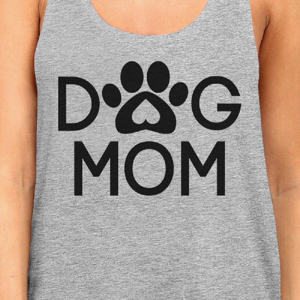 Dog Mom Women's Grey Cute Dog Paw Graphic Tank Top For Dog Lovers - 365INLOVE