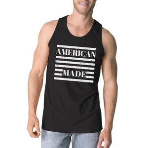 American Made Mens Black Sleeveless Shirt Unique Design Tank Top - 365INLOVE