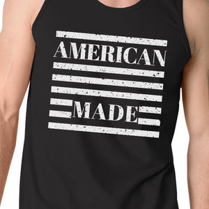 American Made Mens Black Sleeveless Shirt Unique Design Tank Top - 365INLOVE