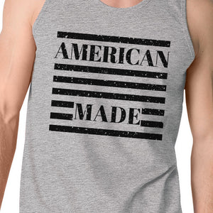 American Made Mens Grey Cotton Tanks 4th Of July Graphic Tank Top - 365INLOVE