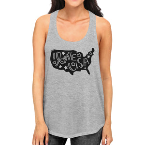 I Love USA Unique America Map Womens Sleeveless Tee For 4th Of July - 365INLOVE